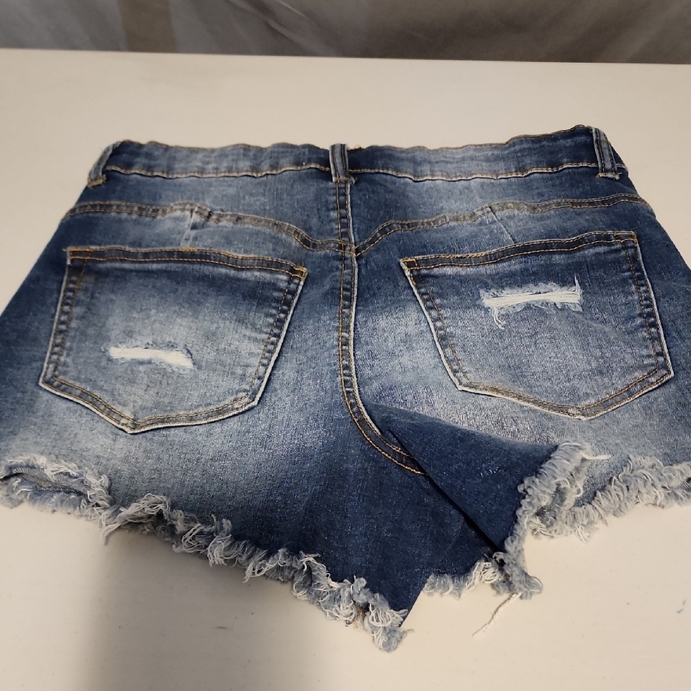 Ariya Blue Distressed Jean Shorts - Picture 3 of 7